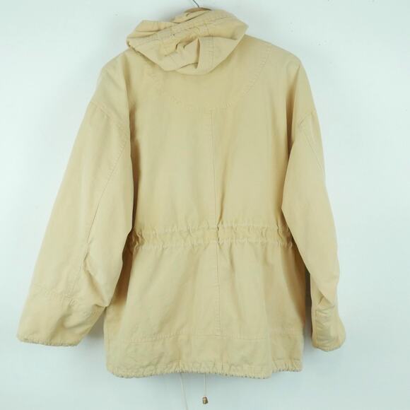 Vintage Express Medium Coat 90s Hooded Utility Chore Preppy Country Beige Fall - Picture 9 of 15